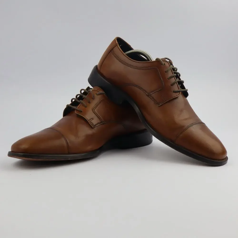 J.Murphy Johnston & Murphy Mens 9.5W Natural Leather Cap Toe Oxford Dress Shoe